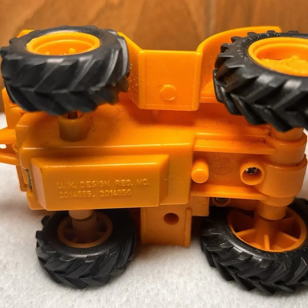 Vintage Rotary Action Tractor Toy Orange Excavator w/ Driver